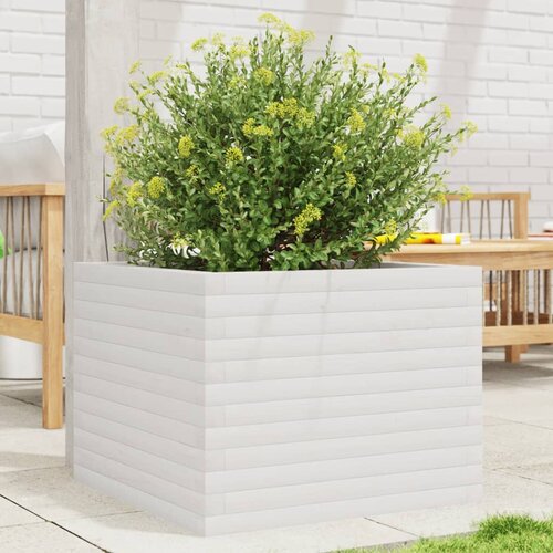 VidaXL Vrtna sadilica bijela 60x60x45,5 cm od masivne borovine Slike