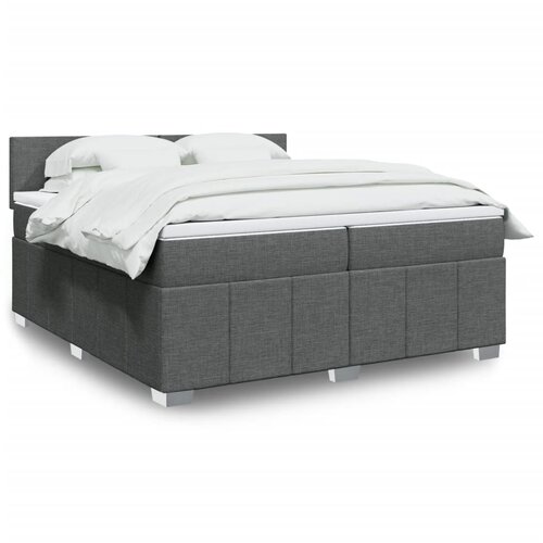 vidaXL Box spring postelja z vzmetnico temno siva 200x200 cm blago Cene