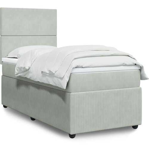 VidaXL Box spring krevet s madracem svjetlosivi 100x200 cm bar&amp;scaron;unasti Slike