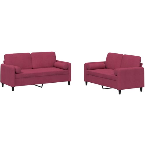  2-dijelni set sofa s jastucima crvena boja vina bar&amp;scaron;unasti Slike