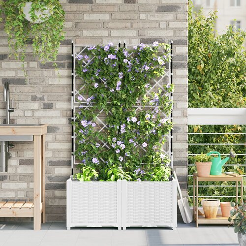 VidaXL Vrtni saksijari Bijela Plastika 80 x 40 x 143 cm Saksije Slike