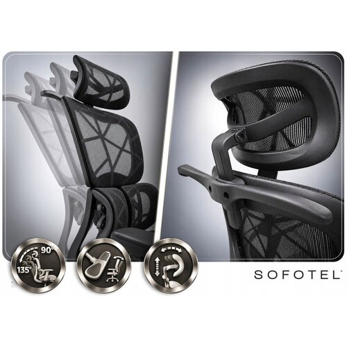 Sofotel Altis &amp;ndash; Ergonomska uredska stolica s podesivim naslonom in 4D rokama, črna Slike
