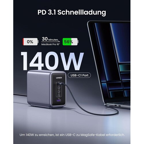 Ugreen cd333 nexode 300w 5-port pd gan fast charger eu ( 093-0020 ) Slike