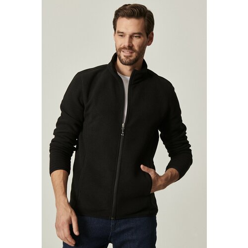 AC&Co / Altınyıldız Classics Men's Black Anti-pilling Anti-Pilling Standard Fit Bato Collar Sweatshirt Fleece Jacket. Cene