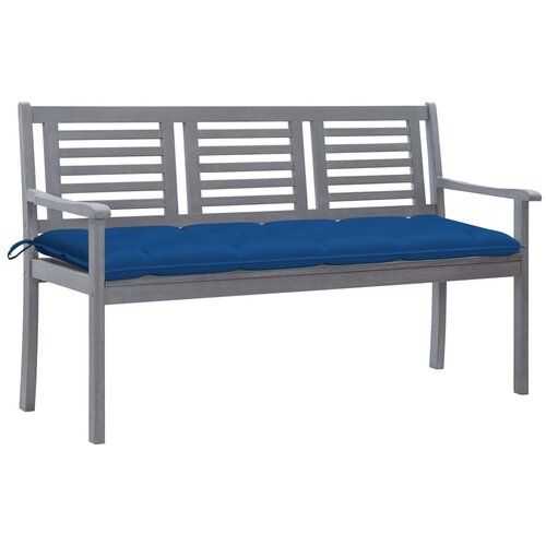 The Living Store Vrtna klop za 3 osebe z blazino 150 cm siv evkaliptusov les - Klop, (21467877) Slike