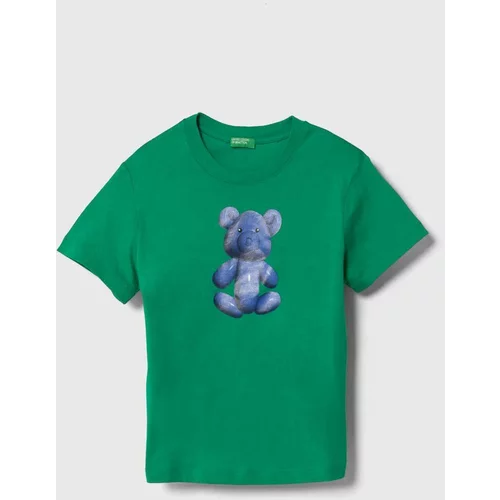 United Colors Of Benetton Dječja pamučna majica kratkih rukava boja: zelena, s tiskom