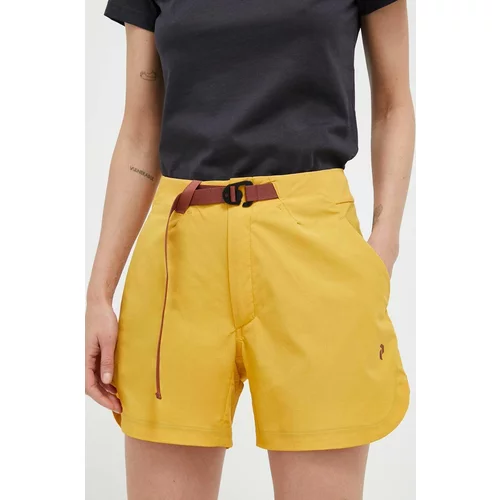 Peak Performance Kratke outdoor hlače Vislight Light boja: žuta, glatki materijal, visoki struk
