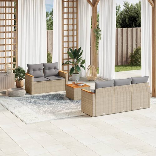  6-dijelni set vrtnih sofa s jastucima bež od poliratana 61.5 x 62 x 69 cm Cijene