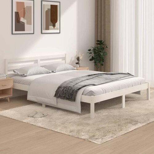 Furnova Posteljni okvir iz trdne borovine 150x200 cm bel, (21938996) Slike