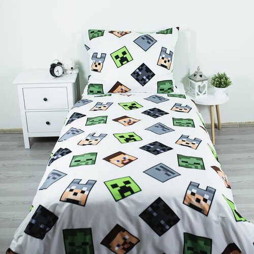 Jerry Fabrics Zelena dječja posteljina za krevet za jednu osobu od mikrovlakana 140x200 cm Minecraft Block Stack &amp;ndash; Slike