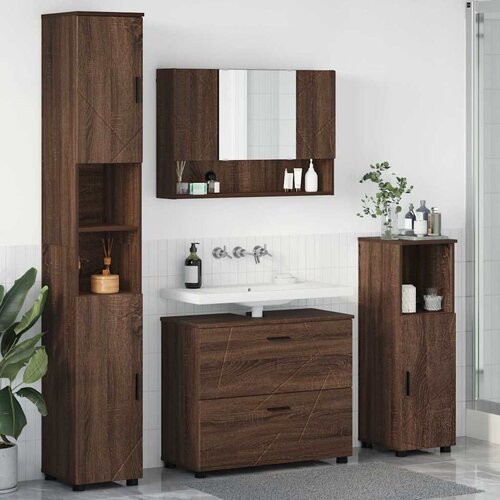 vidaXL Set namještaja za kupaonicu 4 pcs Smeđi hrast 30 x 35 x 192 cm Cene