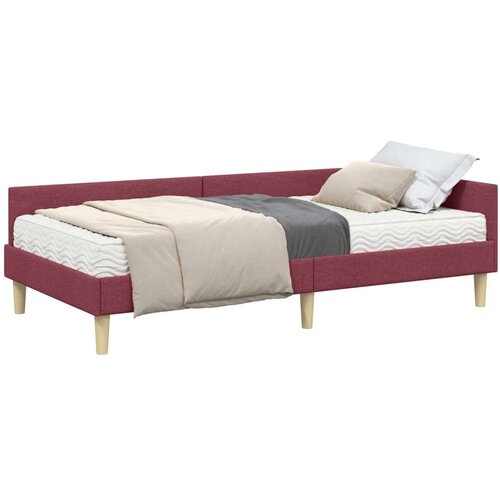  Kutni krevetni okvir s madracem Ostalo 2 pcs Siva tkanina Slike