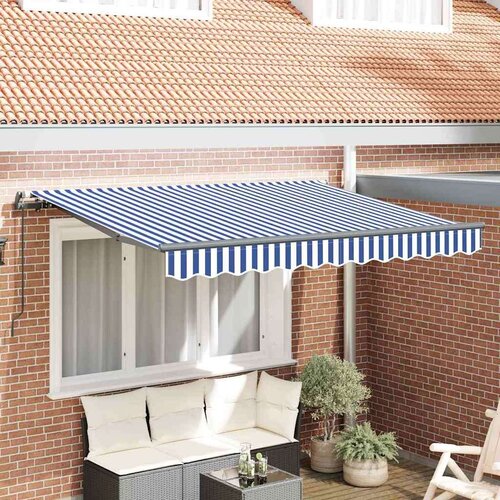  Skrovita tenda Plava 300 x 200 cm tkanina - Plava i bijela (antracitni okvir) 3 x 2 m Ručna Cijene