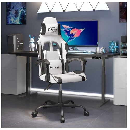  Gaming stol bela in črna umetno usnje Cene
