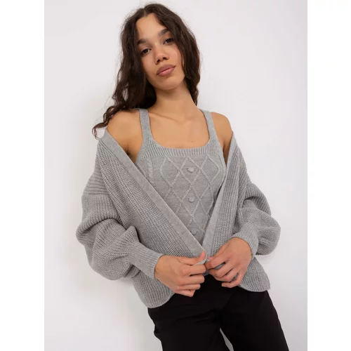 Fashion Hunters Gray knitted set with wool