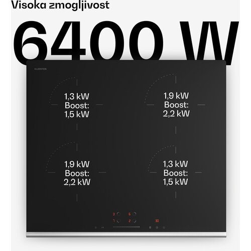 Klarstein Verosteel indukcijska kuhalna plo&amp;scaron;ča, Elegantna, minimalistična, zmogljiva, 4 kuhali&amp;scaron;ča, 7400 W, 60 cm Slike