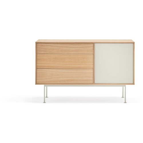 Teulat krem bijela komoda s hrastovim furnirom Yoko, &amp;scaron;irina 128 cm Slike