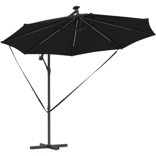 VidaXL Samostojeći banana suncobran Crna 294 x 294 x 248 cm Slike