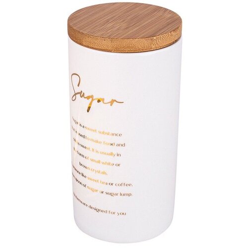 Altom design porculanski spremnik s bambus poklopcem, bijeli sa zlatnim natpisom Sugar - 02010184 Cijene