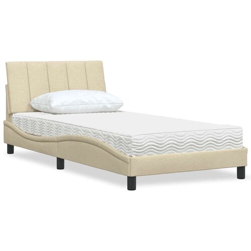  Krevet s madracem krem 100 x 200 cm od tkanine Cijene