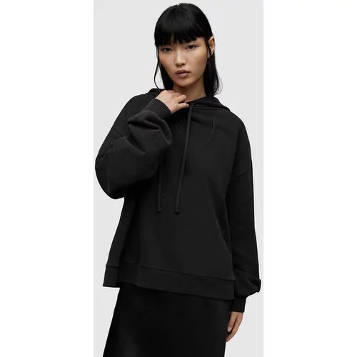 AllSaints Bombažen pulover STARDUST ženski, črna barva, s kapuco