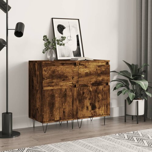  Komode 2 kom dimljena boja hrasta 40x35x70 cm konstruirano drvo Cijene
