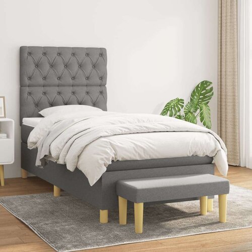  Box spring postelja z vzmetnico temno siva 80x200 cm blago, (20790329) Slike
