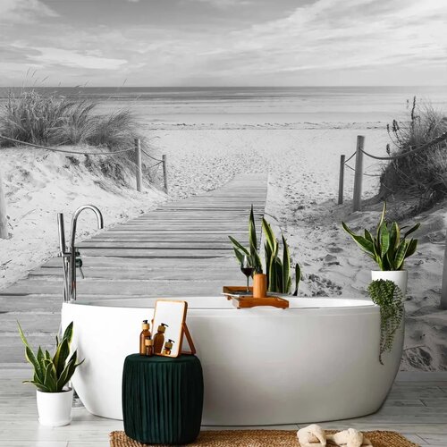  Foto tapeta - On the beach - black and white 300x210 Vodootporna Cijene
