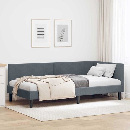  Kutni okvir kreveta Tamno siva 90 cm x 200 cm Baršun Cene