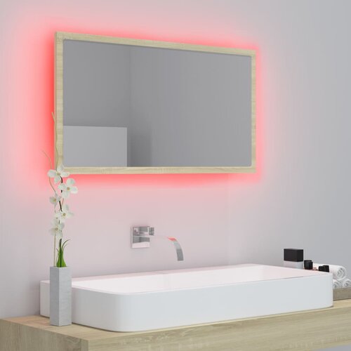  LED kupaonsko ogledalo boja hrasta sonome 80x8,5x37 cm akrilno Slike