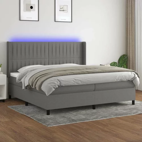  Box spring postelja z vzmetnico LED temno siva 200x200 cm blago, (20930526)