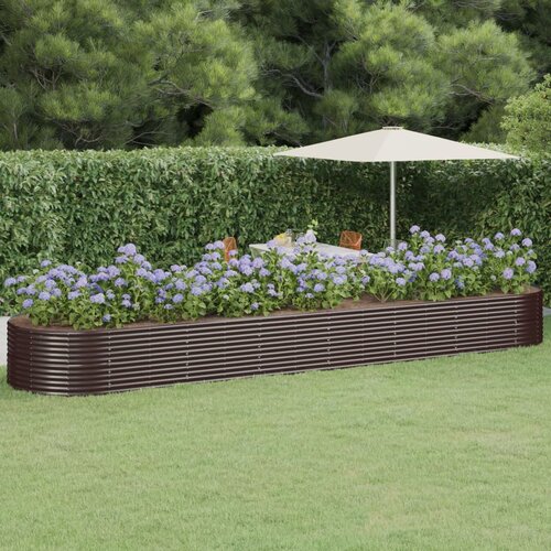 vidaXL Visoka greda iz prašno premazanega jekla 584x140x68 cm rjava Cene