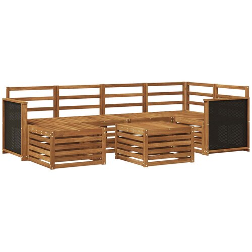 vidaXL Kotna sedežna garnitura 6 pcs Naravna Masiven les akacije, (5000283654) Cene