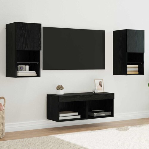 vidaXL TV stene 4 pcs Črna Orehovina 30,5 x 30 x 60 cm Konstruiran les Cene