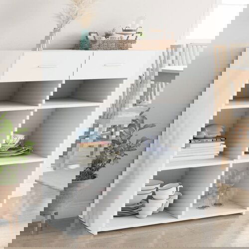 vidaXL Komoda bela 80x42,5x93 cm inženirski les Cene