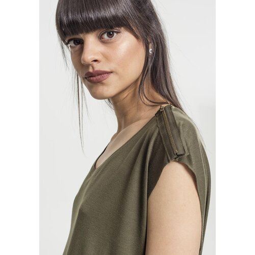UC Ladies Women's Olive T-Shirt HiLo with Shoulder Zipper Cene