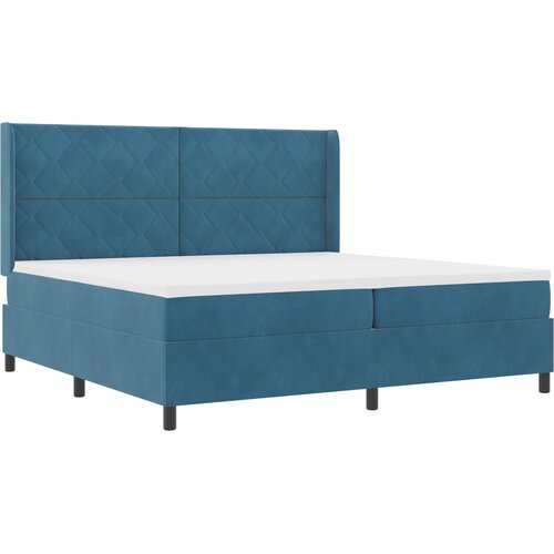 vidaXL Box spring krevet s uzglavljem Plava 200 x 200 cm Baršun - Tamno plava 200 x 200 cm Dizajn s rombovima Cene