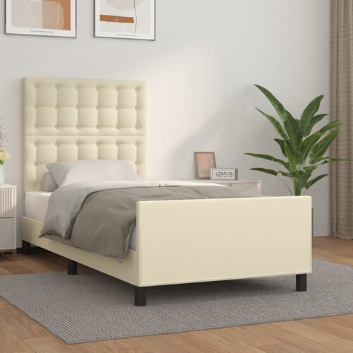  Okvir za krevet s uzglavljem krem 100x200 cm od umjetne kože Cene