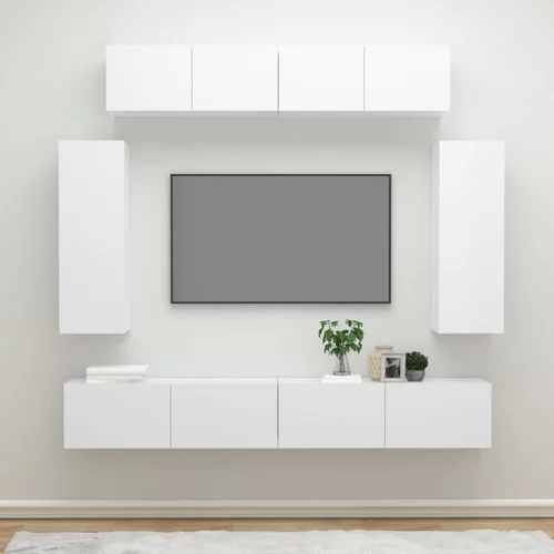 vidaXL 6-dijelni set tv ormarića sjajni bijeli drveni