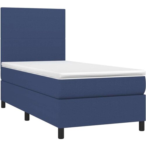VidaXL Krevet s oprugama i madracem plavi 90 x 190 cm od tkanine Slike
