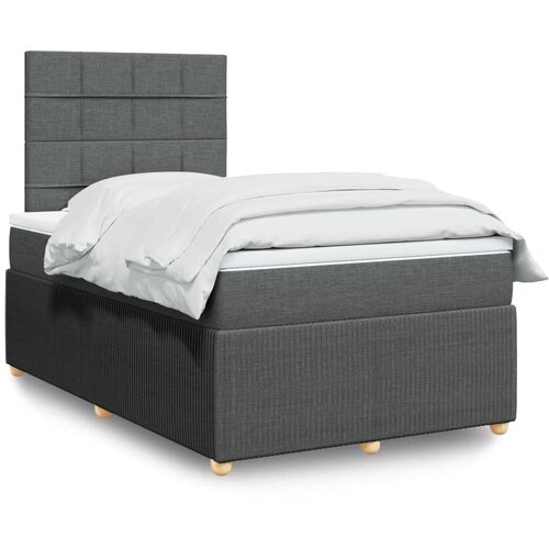 vidaXL Box spring postelja z vzmetnico temno siva 120x200 cm blago Cene