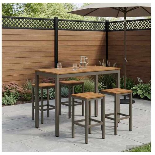 VidaXL Vrtni Bar Miza Naravna in kava 108,5 x 55 x 105 cm Slike