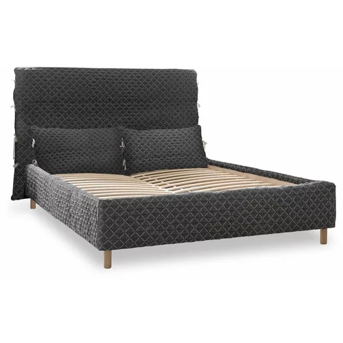 Miuform Sivi tapecirani bračni krevet s podnicom 160x200 cm Sleepy Luna -