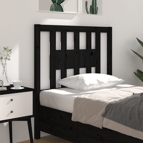 VidaXL Uzglavlje crno 81 x 4 x 100 cm od masivne borovine Slike