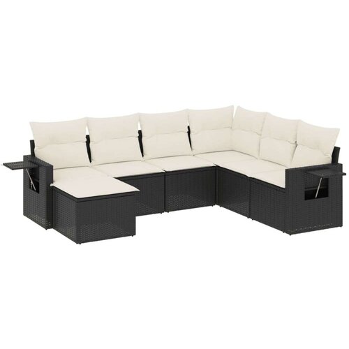 VidaXL 7-dijelni set vrtnih sofa od poliratana s jastucima crni Slike