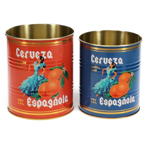 Rex London Dekorativne &scaron;katle za shranjevanje v kompletu 2 ks iz kositra &oslash; 11x13 cm Cerveza Espa&ntilde;ola &ndash; Cene