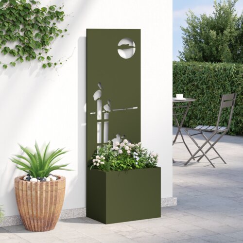 vidaXL Vrtni Sadič s Dekorativnom Pločom Maslinovo zelena 50 x 140 cm Cijene