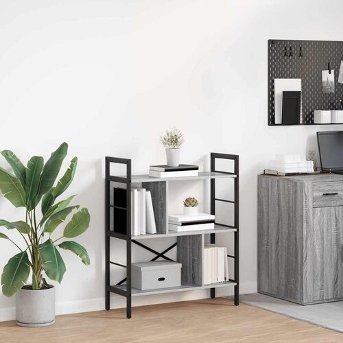 vidaXL Knjižna polica Siva Sonoma 75 x 30 x 91 cm Konstruiran les Cene