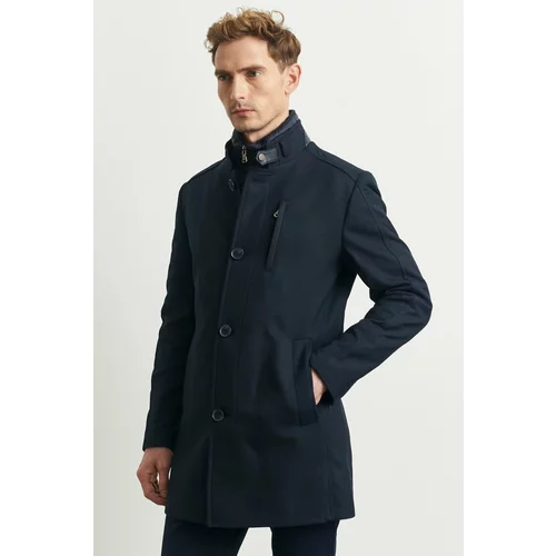 ALTINYILDIZ CLASSICS Men's Navy Blue Standard Fit Normal Cut, Fall-Feather Vest Winter Wool Coat.