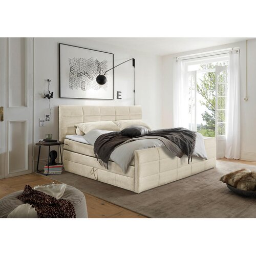 MID.YOU POSTELJA BOXSPRING 180 cm x 200 cm , tekstil, leseni material krem barve Cene